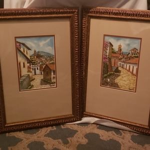 Hispanic watercolor paintings signed by artist
